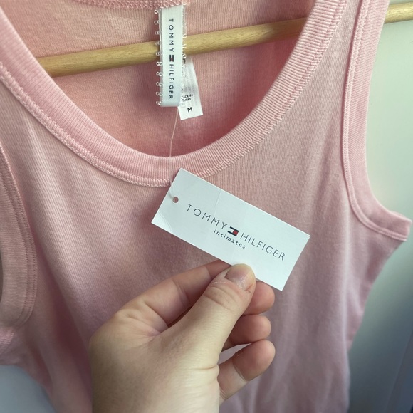 NWT Tommy Hilfiger Intimates Pink Racerback Tank-top with Silver Heart Stud Y2K - Picture 6 of 10